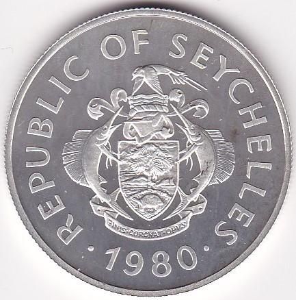 セーシェル50ルピー銀貨 国際児童年 1980年 プルーフ - ワタナベ