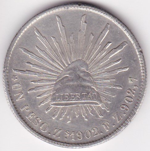 メキシコ1ペソ銀貨 貿易銀 1902年Zs-FZ 極美品 送料込 - ワタナベコイン ネットショップ