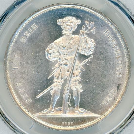 スイス　1857年　射撃祭　銀貨　NGC MS62 ベルン　5フラン　アンティークBern 記念