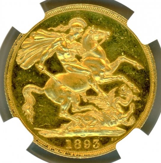 イギリス2ポンド金貨 ヴィクトリア・オールド 1893年 PF60/プルーフ 
