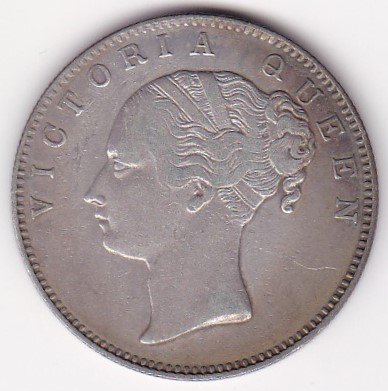 英領インド ルピー銀貨 大型 ヴィクトリア女王 1840年 VF/美品 送料込 