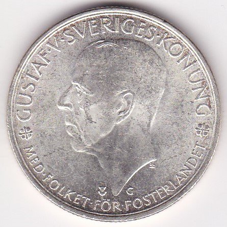 スウェーデン5クローネ銀貨 グスタフ5世議会500年 1935年 UNC ...