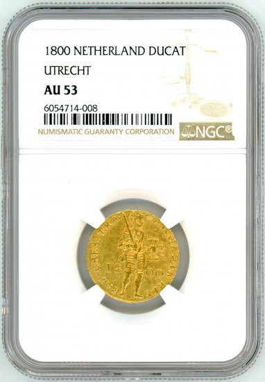 オランダダカット金貨 ユトレヒト 騎士立像 1800年 AU53/極美品 送料込 