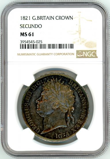 イギリスクラウン銀貨 ジョージ4世 1821年 MS61/未使用－ 送料込 