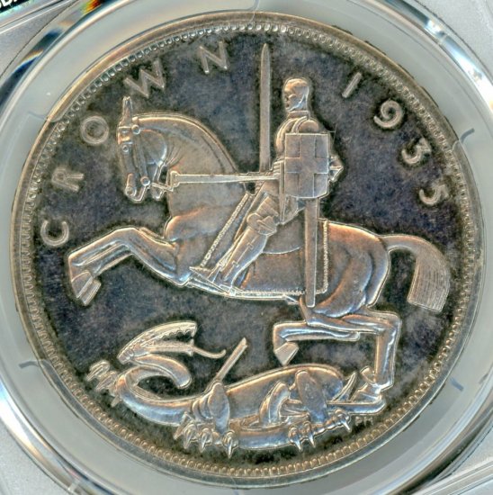 『美品』イギリスジョージ5世クラウン銀貨(1935年)