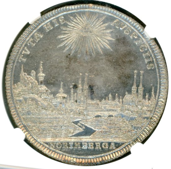 ドイツ都市景観ターレル銀貨 ニュルンベルク 1745年 MS61/未使用