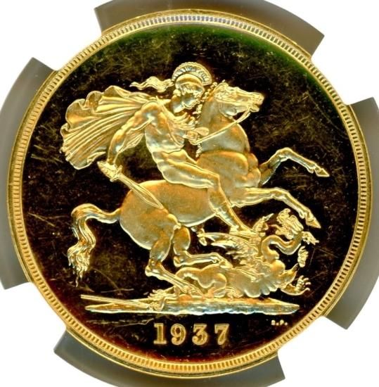 イギリス5ポンド金貨 ジョージ6世 1937年 PR62UCAM/プルーフ イギリス5ポンド金貨 ジョージ6世 1937年 PR62UCAM/プルーフ