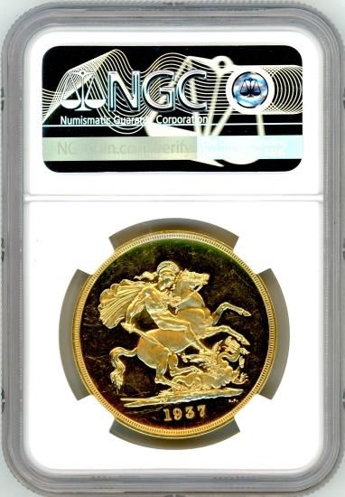 イギリス5ポンド金貨 ジョージ6世 1937年 PR62UCAM/プルーフ