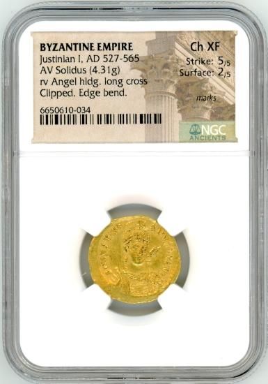ビサンチン帝国 ソリュドス金貨 ユスティニアヌス1世 AD527～565