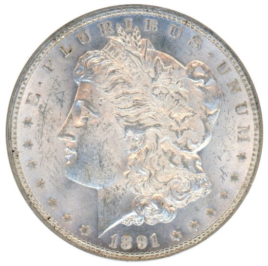 アメリカ1ドル銀貨 モルガン 1891年 MS63/未使用 送料込