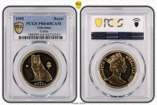 ジブラルタルロイヤル金貨 1995年 コリー PR64DCAM/プルーフ