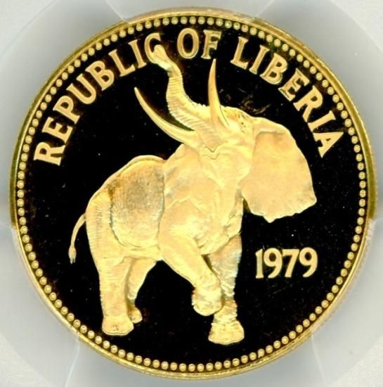 大人気新品をすべて リベリア100ドル金貨 アフリカ象 PR67DCAM/プルーフ 1979年 アンティーク雑貨