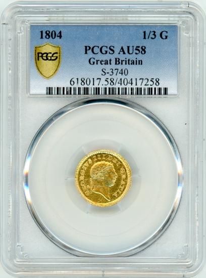 1804年 イギリス 1/3 ギニー金貨 MS62 S-3740 希少 | www.headma.jp