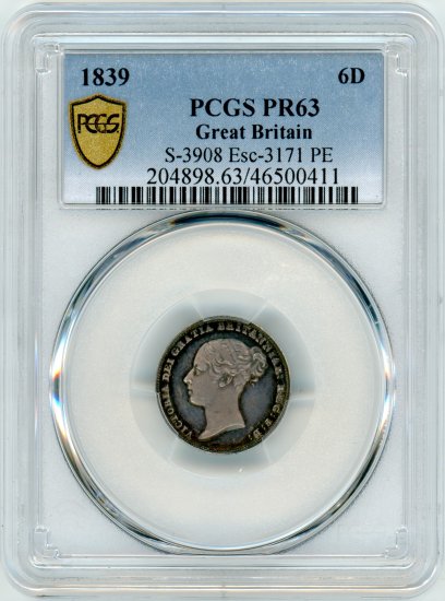 イギリス6ペンス銀貨 ヴィクトリアヤング 1839年 PR63/プルーフ・未使用 送料込 - ワタナベコイン ネットショップ