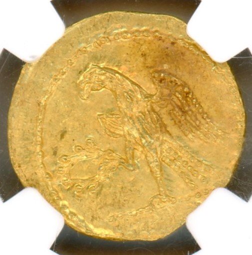 トラキア・スキタイ人王国ステーター金貨 トーガ姿の3人と鷲 BC54年 