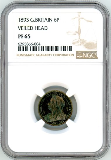 イギリス6ペンス銀貨 ヴィクトリア・オールド 1893年 PF65/プルーフ・未使用＋ 送料込 - ワタナベコイン ネットショップ