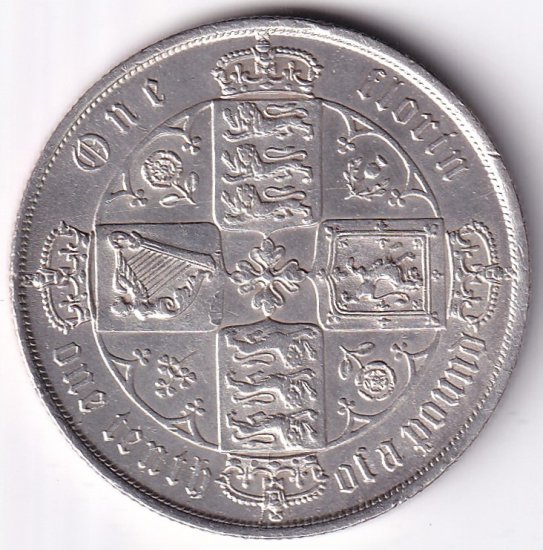 イギリスゴシックフローリン銀貨 ヴィクトリア女王 1872年 極美品 送料 
