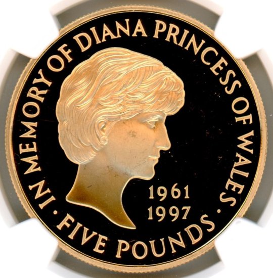 イギリス5ポンド金貨 ダイアナ妃追悼 1999年 PF63UCAM 送料込 