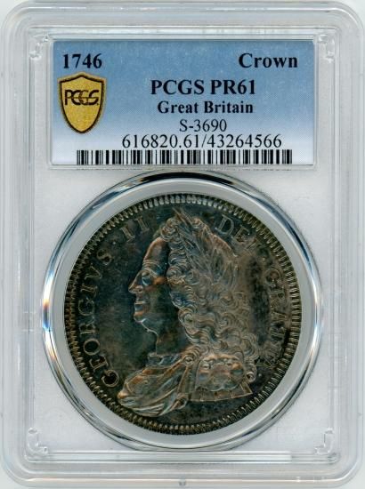 イギリスクラウン銀貨 ジョージ2世 1746年 PF61/プルーフ・未 イギリスクラウン銀貨 ジョージ2世 1746年 PF61/プルーフ・未