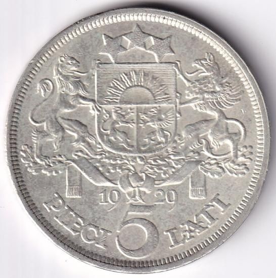 最終決算 ラトビア5ラッツ銀貨 1929年 ネット ワタナベコイン - 極美品 コレクション