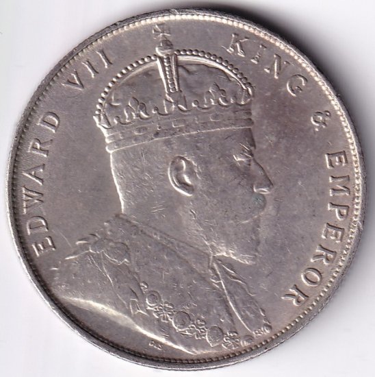 海峡植民地1ドル銀貨 エドワード7世 1907年 美極品＋ 送料込 