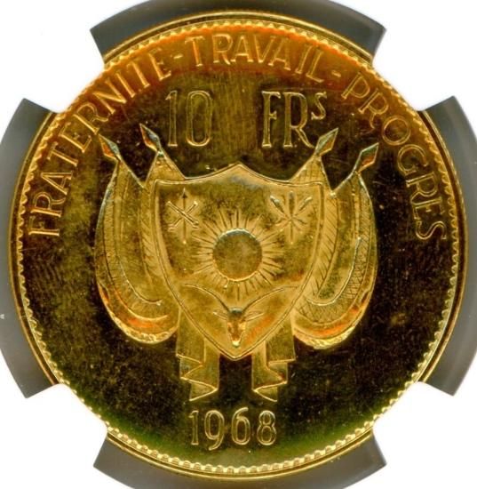 ニジェール贈呈用10フラン金貨 ライオン 1968年 MS61/未使用 ニジェール贈呈用10フラン金貨 ライオン 1968年 MS61/未使用