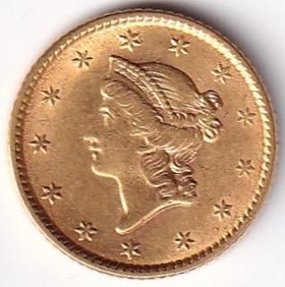 アメリカ1ドル金貨 タイプ3 インディアン女神 1857年 極美品