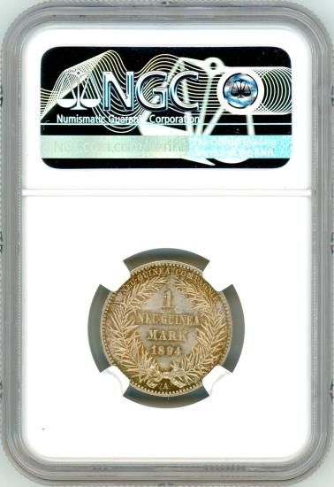1894年 ドイツ領ニューギニア極楽鳥 5マルク銀貨 七色トーン