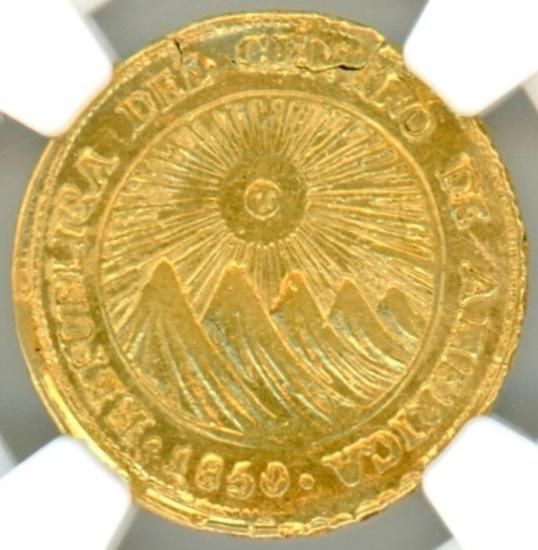 中央アメリカ2エスクード金貨 1850年CRJB AU55/美品+ 送料込 中央アメリカ2エスクード金貨 1850年CRJB AU55/美品+ 送料込