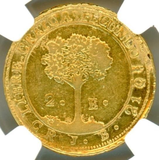中央アメリカ2エスクード金貨 1850年CRJB AU55/美品+ 送料込 中央アメリカ2エスクード金貨 1850年CRJB AU55/美品+ 送料込