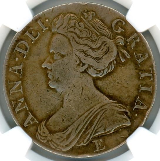 イギリスクラウン銀貨 アン女王 1708年E VF30/美品 送料込 イギリスクラウン銀貨 アン女王 1708年E VF30/美品 送料込