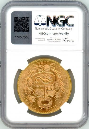 ペルー100ソル金貨 女神座像 1965年 MS64/未使用＋ 送料込