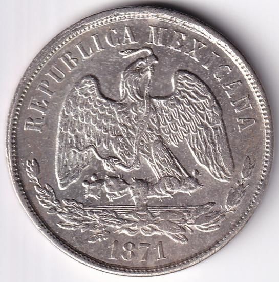 メキシコ1ペソ銀貨 1871年GoS 美品＋ 送料込 - ワタナベコイン
