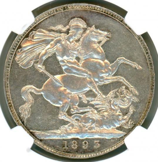 イギリスクラウン銀貨 ヴィクトリア・オールド 1893年 MS63/未