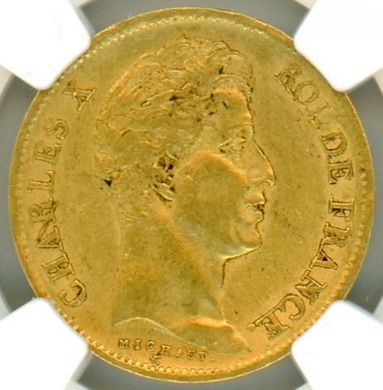 フランス40フラン金貨 シャルル10世 1830年A AU58/極美品 送料込