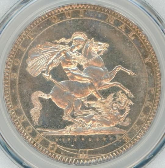 ジョージ3世 1818年 銀貨　鑑定済 銀貨 古銭 1818年 イギリス ジョージ3世 竜殺し クラウン コイン
