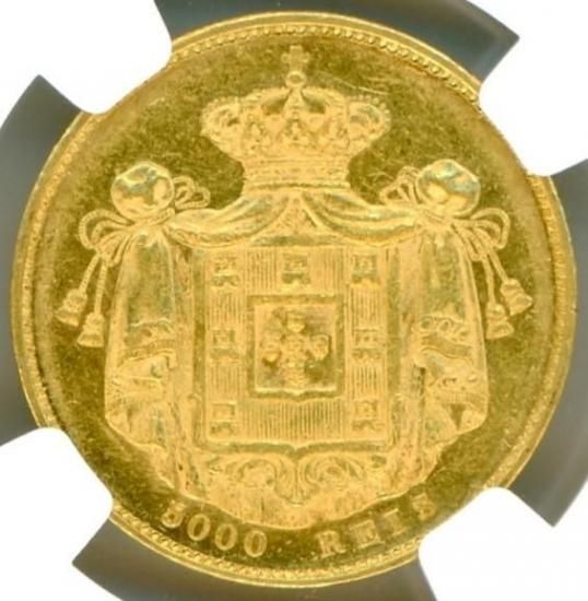【威厳のある横顔】1853年ポルトガル100レイス銀貨/AUDetails 威厳のある横顔】1853年ポルトガル100レイス銀貨/AUDetails