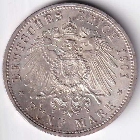 ドイツ帝国　プロイセン　王国200周年記念　5マルク銀貨　1901 ドイツ帝国 プロイセン 王国200周年記念 5マルク銀貨 1901