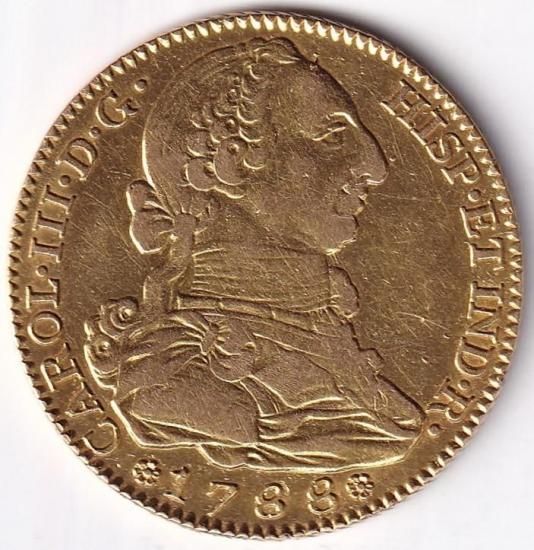 スペイン4エスクード金貨 カルロス3世 1788年M 極美品 送料込