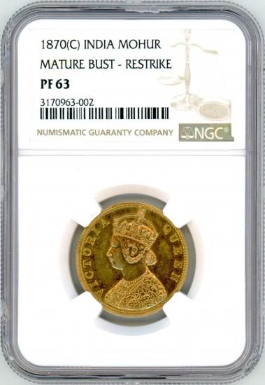 英領インド・モハール金貨 ヴィクトリア女王 1870年C(リスト