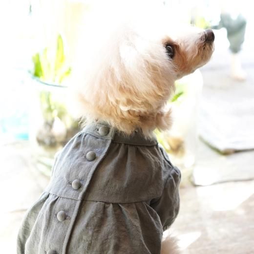 フレンチギャザーブラウス 7分袖 ブルーブルーブルー Blue Bleu Bleue 東京 駒沢にある雑貨 犬服のお店