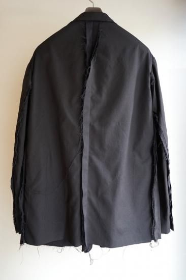 Yohji Yamamoto　ウール×リネン　ボタンレス　テーラードジャケット Yohji Yamamoto POUR HOMME ヨウジヤマモトプールオム 22AW HE