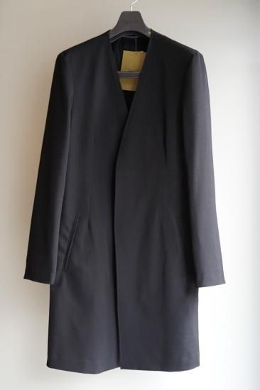 YOHJI YAMAMOTO HOMME シワギャバ ノーカラー ロングジャケット YOHJI YAMAMOTO HOMME シワギャバ ノーカラー ロングジャケット