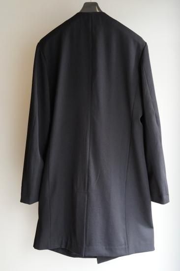 YOHJI YAMAMOTO HOMME シワギャバ ノーカラー ロングジャケット YOHJI YAMAMOTO HOMME シワギャバ ノーカラー ロングジャケット