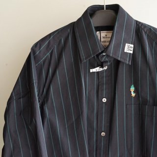 Maison MIHARA YASUHIRO DUCK EMBROIDERY STORIPES SHIRTS(K14SH391)BLK