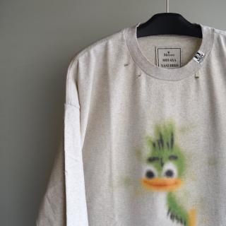 Maison MIHARA YASUHIRO LEON PRINTED DISTRESSED LONG SLEEVES TEE(A14LT761)GRY