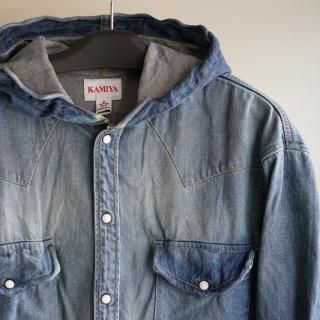 KAMIYA 25ssワイヤーデニムウエスタンフードシャツ KAMIYA 24-25AW ウエスタンデニムシャツ カジュアル