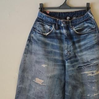 TALKING ABOUT THE ABSTRACTION DENIM PRINT FLEECE LINING WIDE PANTS(2526AW-PT-002F)