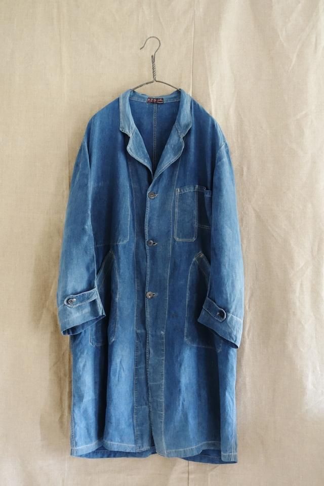 専用出品　1920's indigo linen maquigon coat