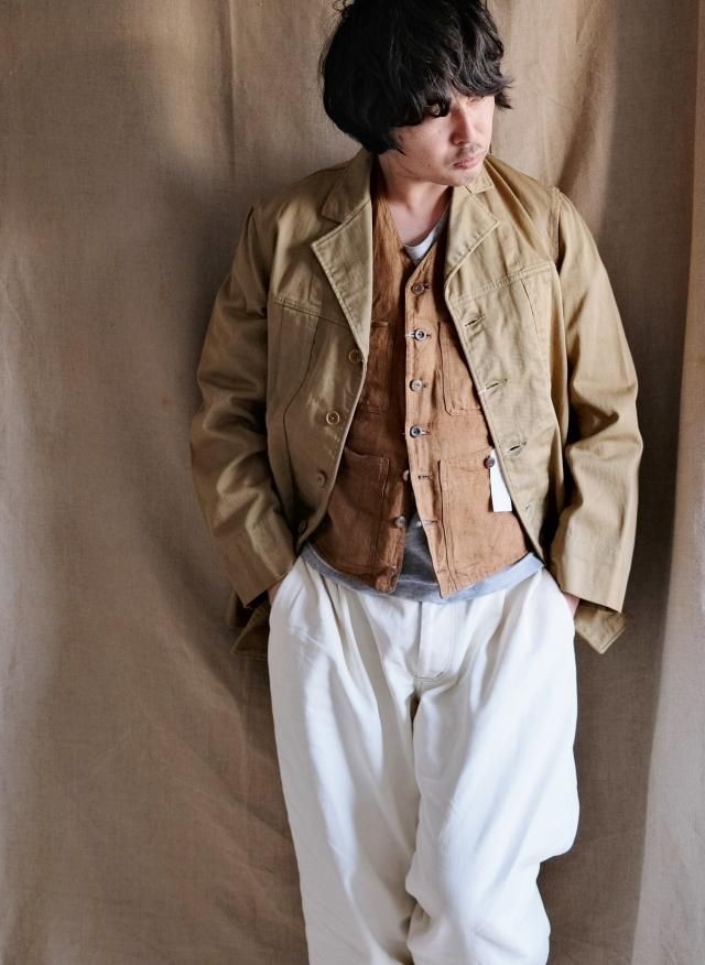 Special!! ~20's French Hunting Linen Vest - jam-clothing